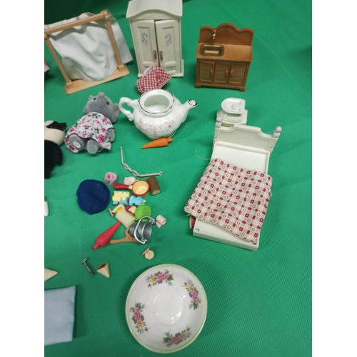 1265 - Assorted Dolls House Furniture Including Sylvanian Family Ceramics & More.