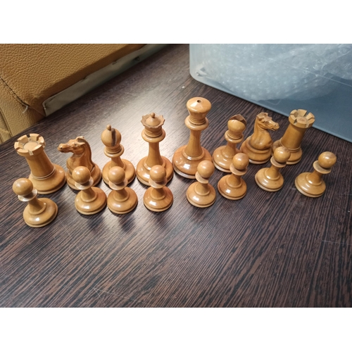 535 - A Jaques of London chess Set.  Approximate height of king 7.5cm (No Board)