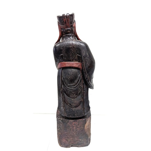 607B - A Chinese Lacquer Wood Carving of a Scholar 64cm Tall