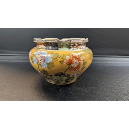 631 - A Vintage Hand Painted Chinese Pottery Vase ( Very Slight Hairline Crack to Rim as Pictured)