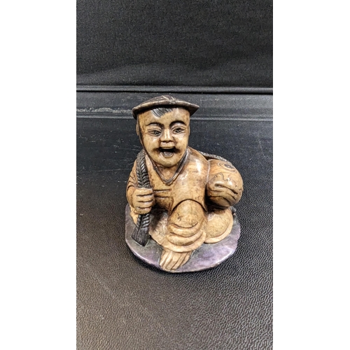 632 - A Chinese Stone Figure of a Fisherman approx 9cm High