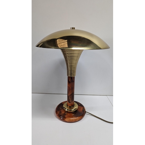 650 - An Art Deco Style Heavy Brass Table Lamp by Maison Le Dauphin of France