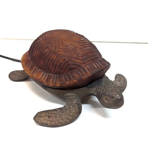 351 - A Brass Turtle Lamp ( non uk plug) 22 x 18 x 10cm