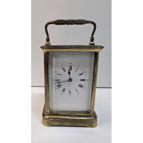 501 - A Brass 8 Day Striking Carriage Clock CA1900 - Running with Key