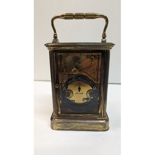 501 - A Brass 8 Day Striking Carriage Clock CA1900 - Running with Key