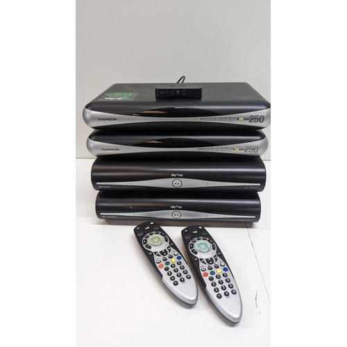 303 - Assorted Sky & HD Boxes, Thompson Top UP TV and Recorders, Remote Controls and Cables