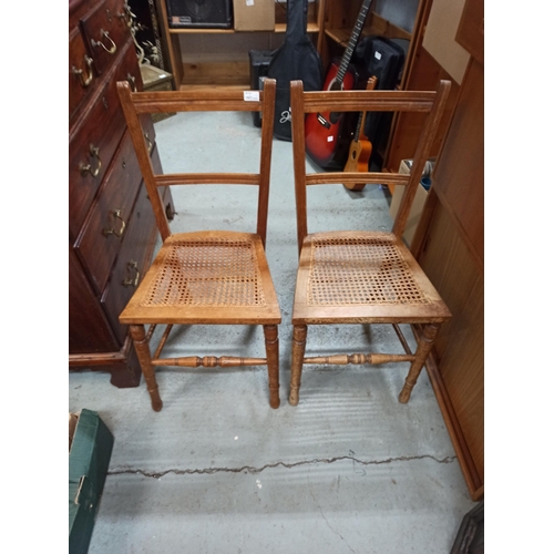 952 - A Pair of Vintage Oak and Rattan Chairs