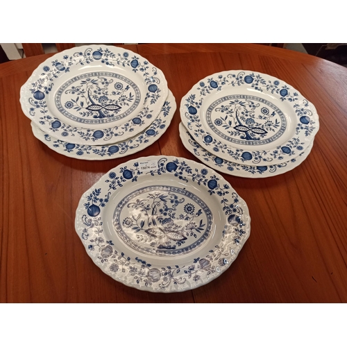 1103 - 5 x Enoch Wedgewood Tunstall Blue Heritage Onion Oval Platters