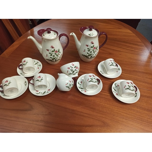 1123 - Wedgewood Barlaston Mayfield Coffee Service 2 x Coffee Pots, 6 x Cups and Saucers, Milk Jug and Suga... 