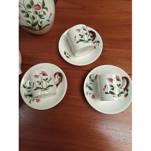 1123 - Wedgewood Barlaston Mayfield Coffee Service 2 x Coffee Pots, 6 x Cups and Saucers, Milk Jug and Suga... 