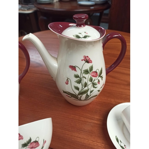 1123 - Wedgewood Barlaston Mayfield Coffee Service 2 x Coffee Pots, 6 x Cups and Saucers, Milk Jug and Suga... 