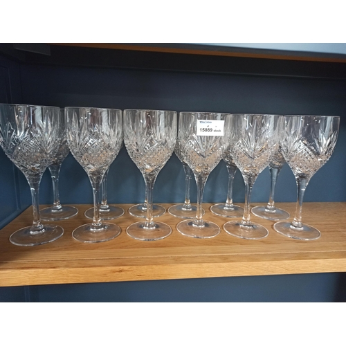 1014 - 12 x Lead Crystal Wine Glasses