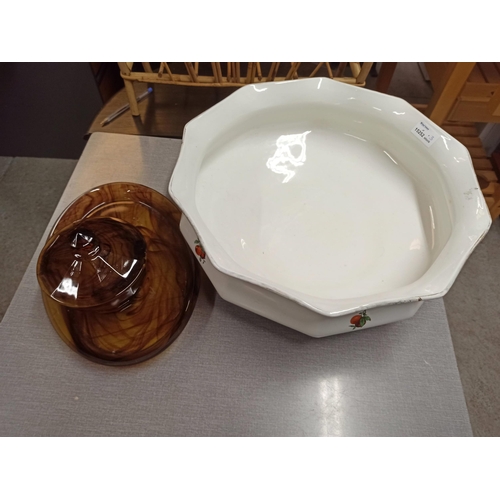 961 - Large Vintage Bowl and 1930's Dressing Table Tray and Pot