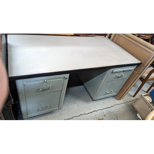 953 - A Vintage Howden Metal Desk 153 x 77 x 77cm