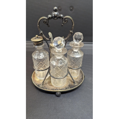 955 - A Vintage Crystal Cruet Set