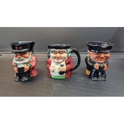 1105 - 3 x Short Toby Jugs