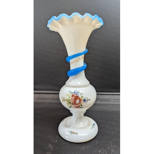 1017 - A Vintage Hand Painted Glass Vase with Pontil Mark