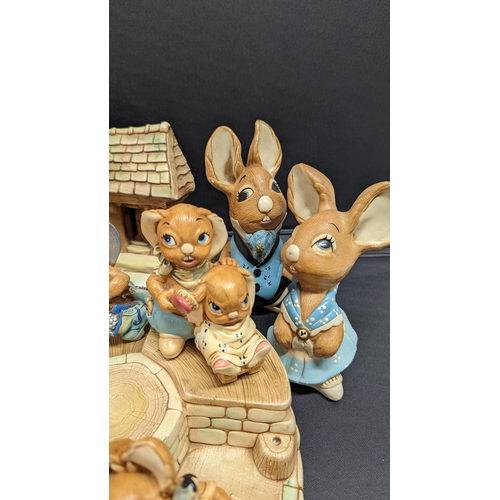 1177 - A Large Collection of Pendelfin Rabbit Family Ornaments