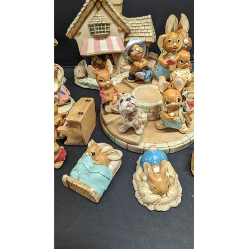 1177 - A Large Collection of Pendelfin Rabbit Family Ornaments