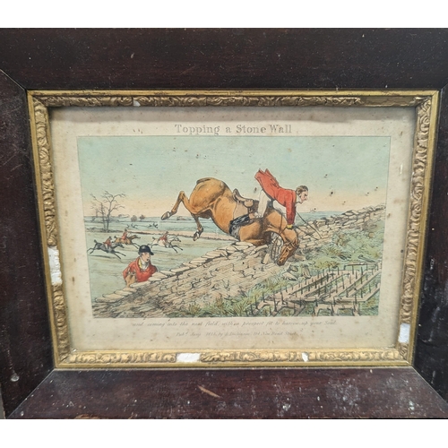 836 - An Original Painting of a Fox Hunting Scene and Other Comic Engraving