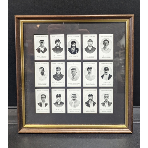 1160 - Framed Cigarette Cards - Gloucester County Cricketers ( Imperial Tobacco Reprint)