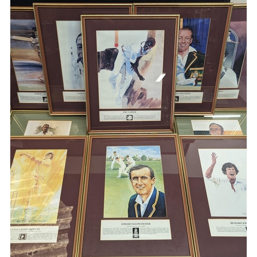 459 - A Series of 12 x Framed Famous Cricketers Prints