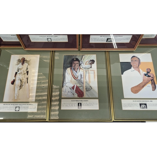 459 - A Series of 12 x Framed Famous Cricketers Prints