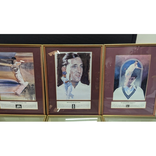 459 - A Series of 12 x Framed Famous Cricketers Prints