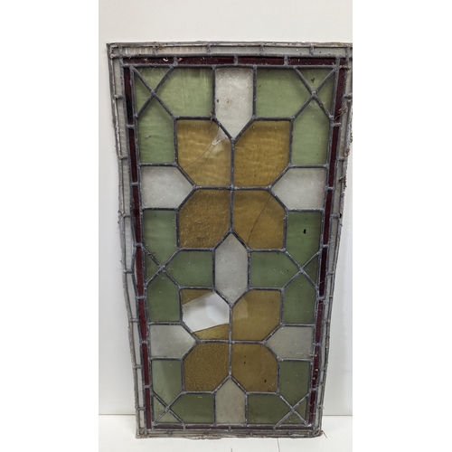 1045 - A Lead Glass Window Panel 41 x 77cm