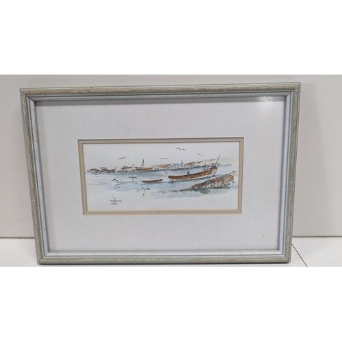 1050 - An Original Pen and Ink Drawing of Omani Fishing Boats 34 x 23cm