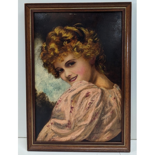 1051 - An Original Oil on Board 1930's Style Portrait 37 x 53cm