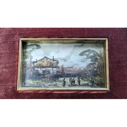 450C - 2 x Italian Framed Miniatures L Cargnell - One with  Cracked Cover Glass