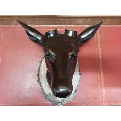 1158 - Wall Hanging Deer Head Tea Light Holder 45cm H x 40cm W x 25cm D - Missing Horns