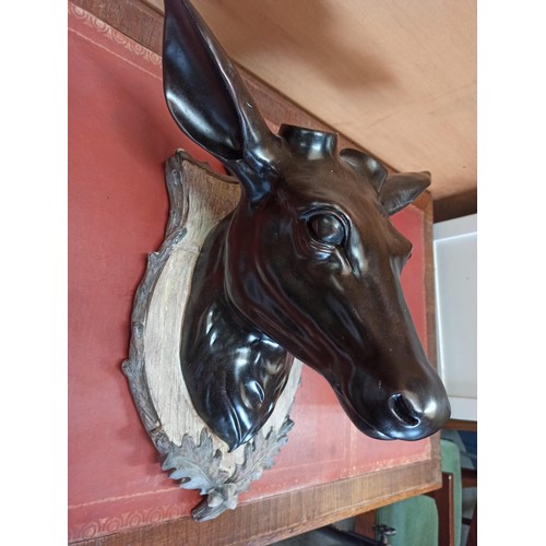 1158 - Wall Hanging Deer Head Tea Light Holder 45cm H x 40cm W x 25cm D - Missing Horns