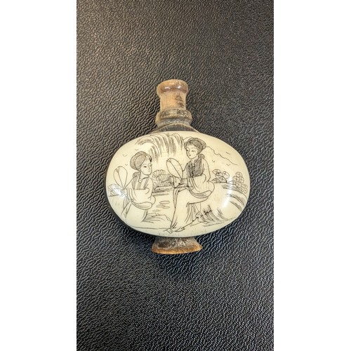 637 - A Chinese Snuff Bottle , Sewing Kit and Pin Cushion