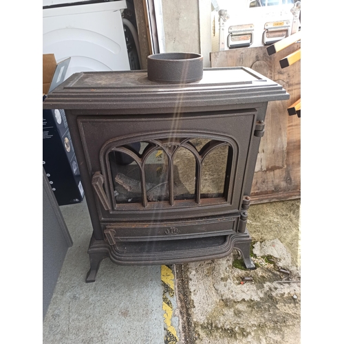 245 - A Heavy Cast Electric Wood Burner By 