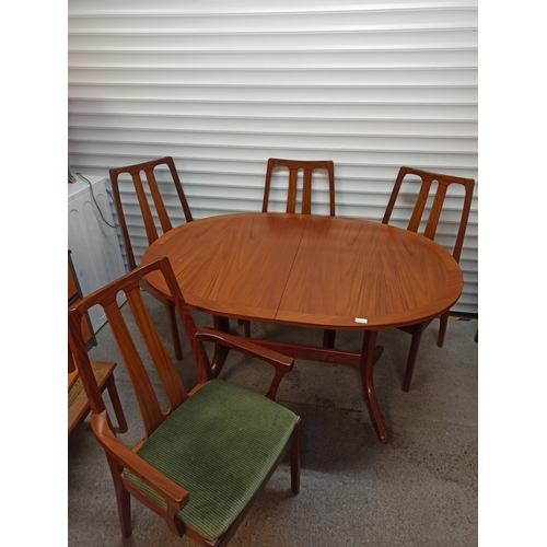 481 - A Mid Century Design Nathen Extending Oval Dining Table & 3 Chairs, 1 Carver.