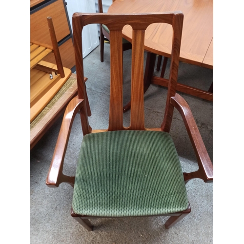 481 - A Mid Century Design Nathen Extending Oval Dining Table & 3 Chairs, 1 Carver.