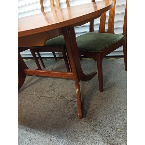 481 - A Mid Century Design Nathen Extending Oval Dining Table & 3 Chairs, 1 Carver.