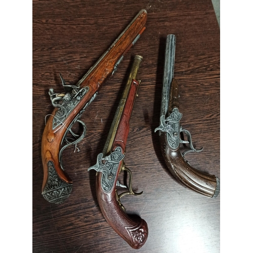 527 - 3 x Decorative Flintlock Pistols.