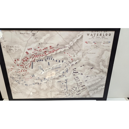 528 - 2 x Large Framed Maps - Waterloo and Gettysburg 86 x 64cm & 80 x 66cm