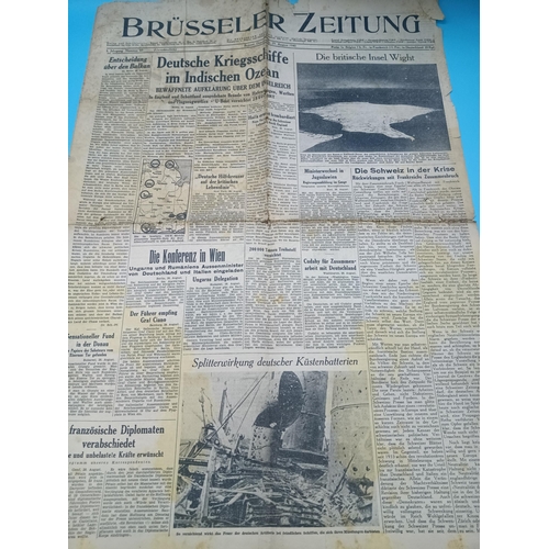 530B - A WW2, 29 August 1940, Brusseler Zeitung, Newspaper. (Front & Back Pages Of 2 Page News Sheet)