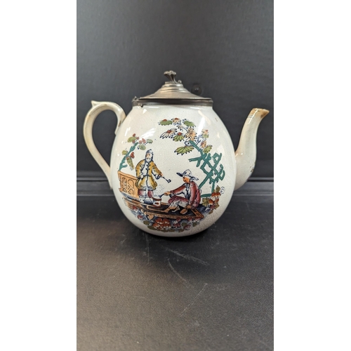 620 - A Victorian 19th Century Beech & Hancock Pewter Lidded Chinoiseries Tea Pot