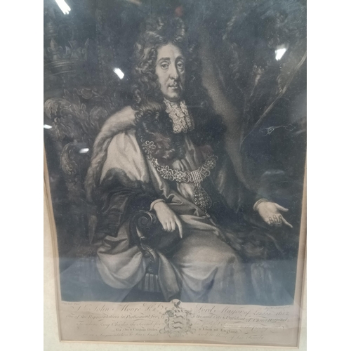 763 - . A 1682 Engraving Of Sir John Moore- Lord Mayor of London By Sir Peter Lely.