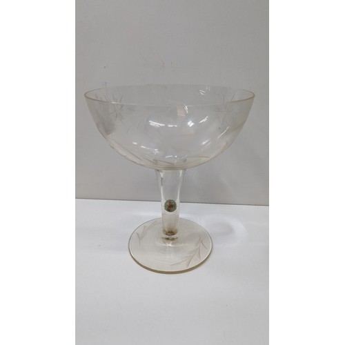 774 - Engraved Glass with Marble in Stem Tazzer