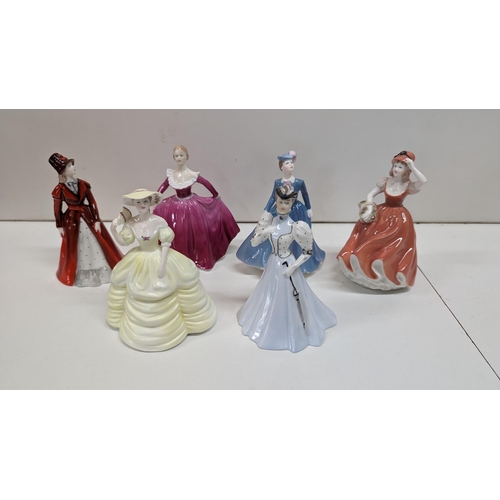 828 - 6 x Coalport Figurines - Elaine, Joanne, Catrina, Andrea, Ann & Eleanor 13cm High