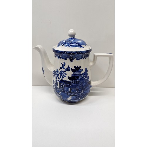 843 - A Burleigh Ware Willow Patterned Tea Pot.