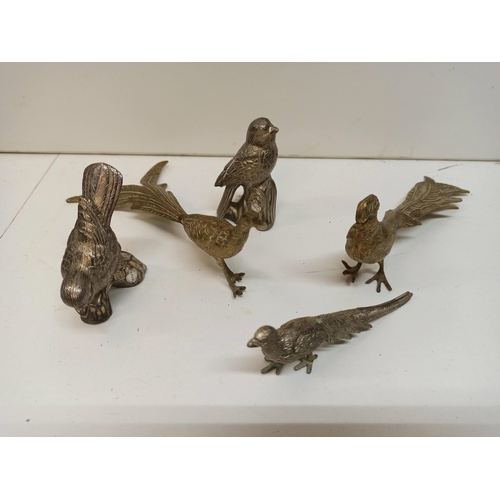 876 - Assorted Brass and Pewter Birds, 5 In total.