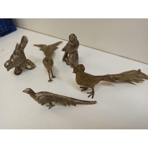 876 - Assorted Brass and Pewter Birds, 5 In total.