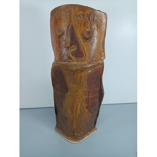 895 - A Large Studio Pottery Salt Glazed Owl Vase 42cm